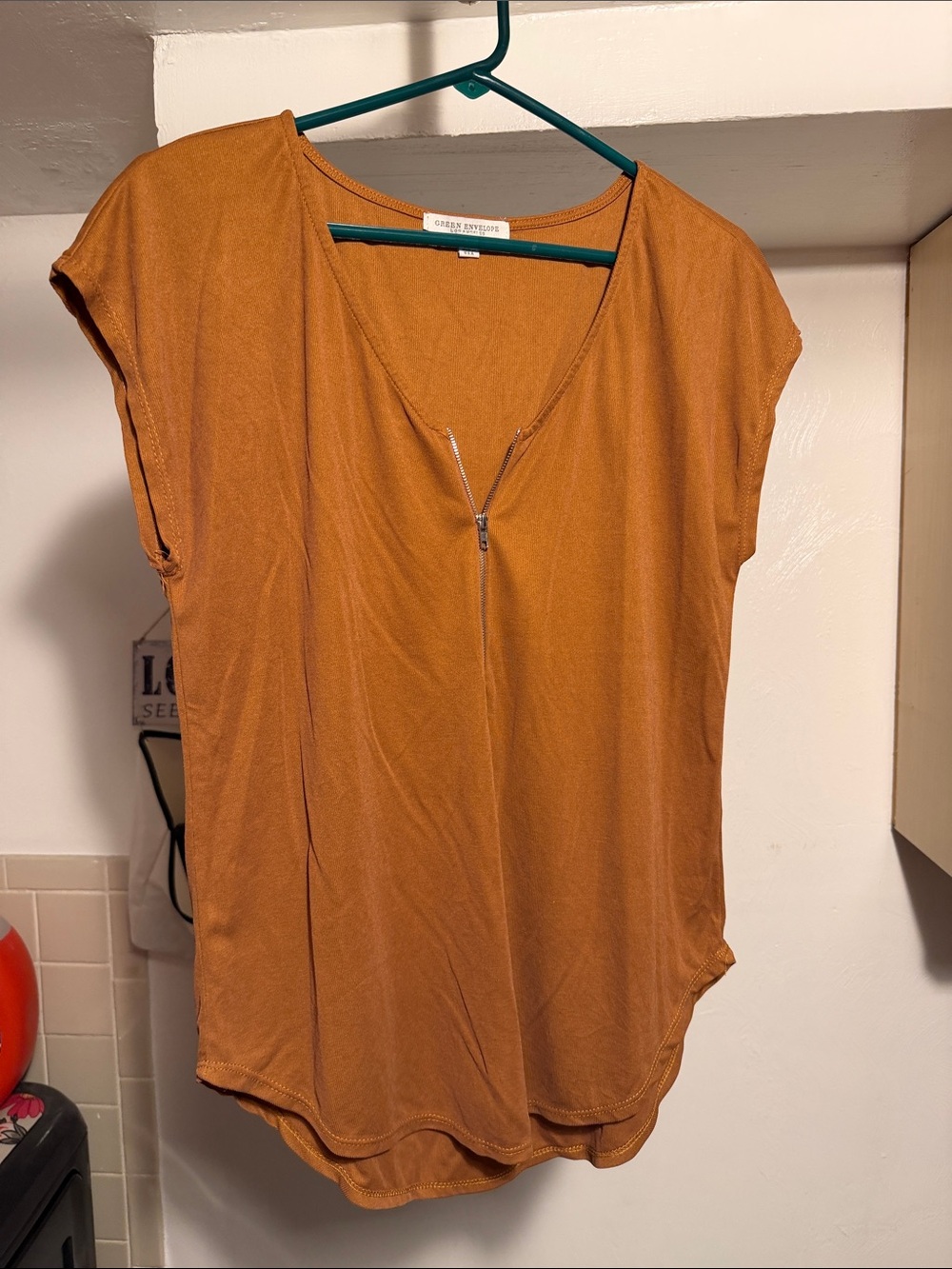 Rust Zip-Front Women's Top